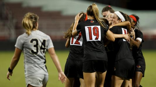 The Cardinals celebrate during the game against Wake Forest at Lynn Stadium on October 3.