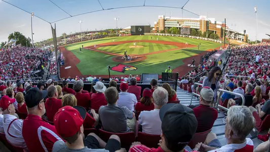 Wide shot of Patterson Stadium during the 2017 NCAA Regional against Oklahoma