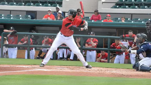 Logan Wyatt at the plate against Connecticut.