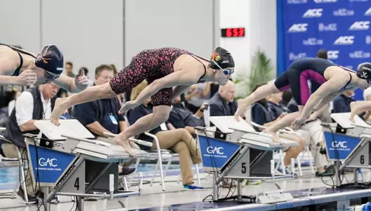 Mallory Comerford dives in the pool on Friday evening at the ACC Championships at the Greensboro Aquatic Center in Greensboro.