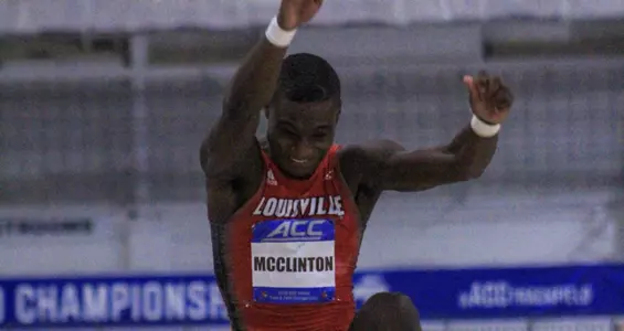 Dominic McClinton competes in the long jump at the ACC Indoor Championships
