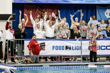 The Coaching Staff cheers on the Cardinals at the ACC Swimming Championships