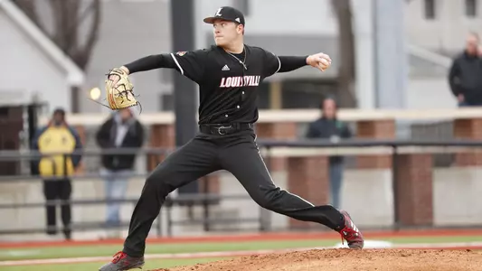 Reid Detmers throws a pitch against Brown at Jim Patterson Stadium.