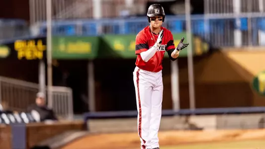 Ethan Stringer on the bases against Duke at Durham Bulls Athletic Park.