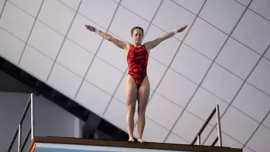 Molly Fears competes on platform at NCAAs.