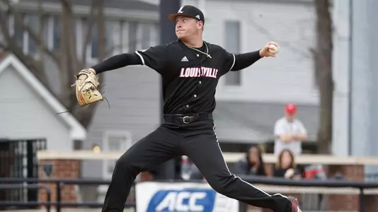 Reid Detmers pitching against Wake Forest at Jim Patterson Stadium.