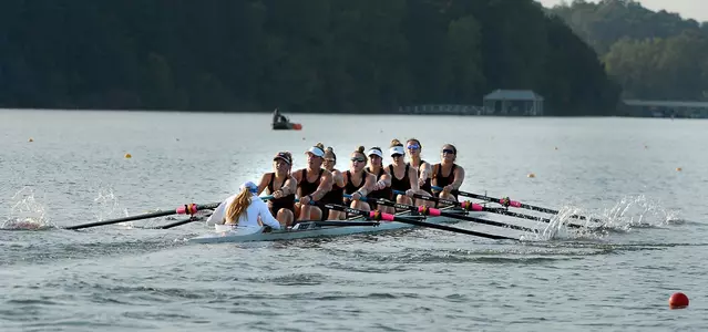 Louisville's Second Varsity Eight competes during the 2019 ACC Rowing Championship in Clemson, S.C., Friday, May 17, 2019. (Photo by Sara D. Davis, the ACC)