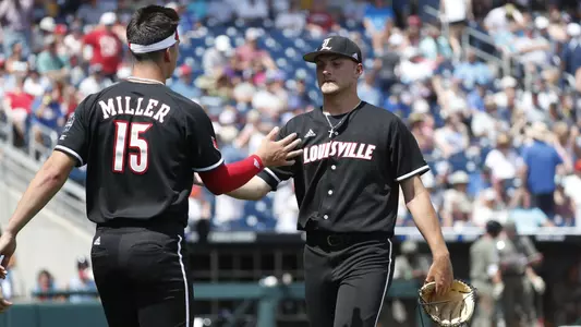 Reid Detmers and Bobby Miller at the College World Series against Vanderbilt.