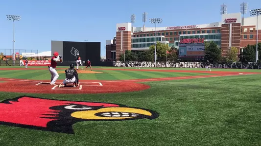 The Louisville baseball team scrimmaging at Jim Patterson Stadium.
