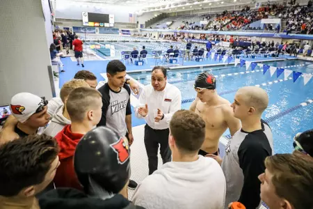 swim huddle with arthur Albiero