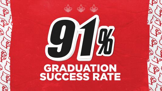 UofL student-athletes achieved a 91% graduation success rate as noted in this graphic