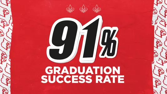 UofL student-athletes achieved a 91% graduation success rate as noted in this graphic