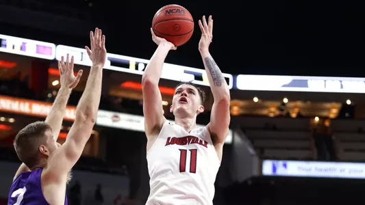 Quinn Slazinski shoots vs Seton Hall
