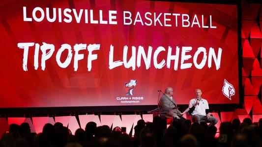 UofL Coach Chris Mack answers questions during the 2019 UofL Men's Basketball Tipoff Luncheon