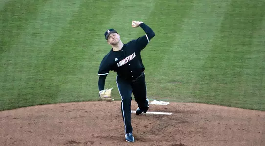 Reid Detmers throws a pitch at Ole Miss.