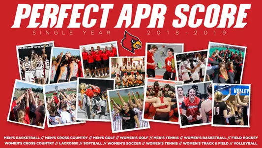 14 UofL teams earned perfect APR scores in 2018-19 as depicted in this graphic