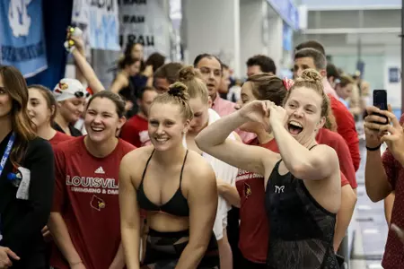 Cardinals celebrate on pool deck