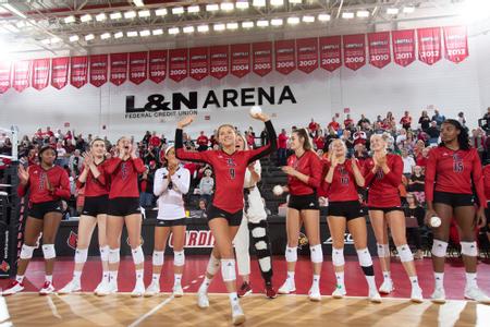 Claire Chaussee introduced before the match with PITT at L&N Federal Credit Union Arena on October 27.