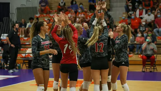 Louisville volleyball celebrates at Clemson