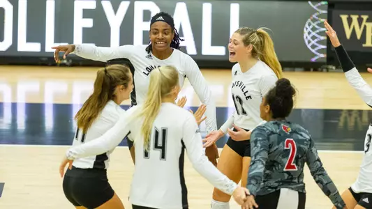 Cardinals celebrate on court against Wake Forest