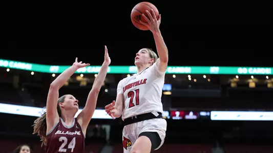 Emily Engstler attempts a layup