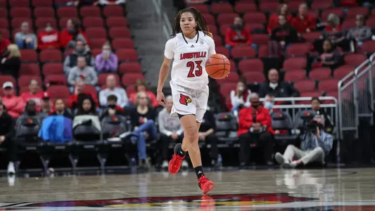Chelsie Hall dribbles up the court against Union