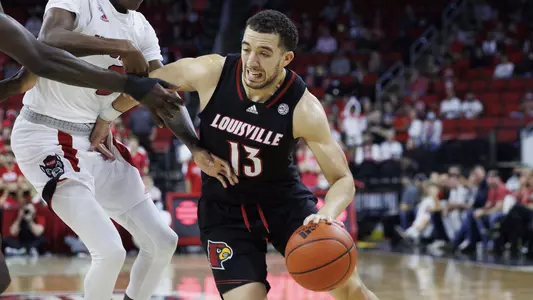 Jarrod West drives against NC State in PNC Arena on Dec. 4.
