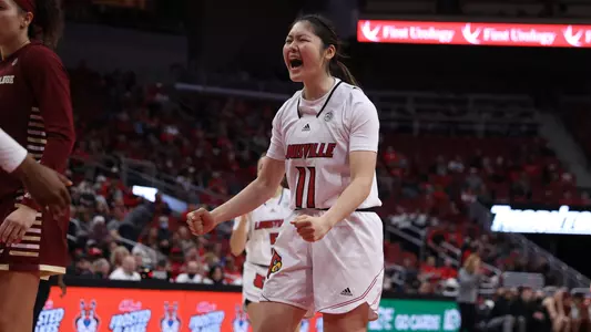 Norika Kono Celebrates in the win over Boston College