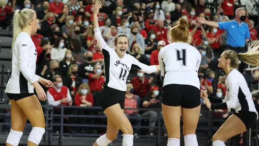 Anna Stevenson celebrates on the court
