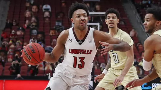 David Johnson drives against Georgia Tech in the KFC Yum! Center on Feb. 1