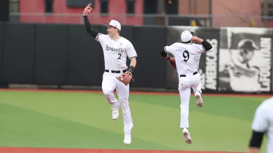 Cooper Bowman and Christian Knapczyk after a win over Western Illinois.