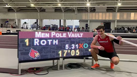 Sean Roth after setting a new school indoor record for pole vault
