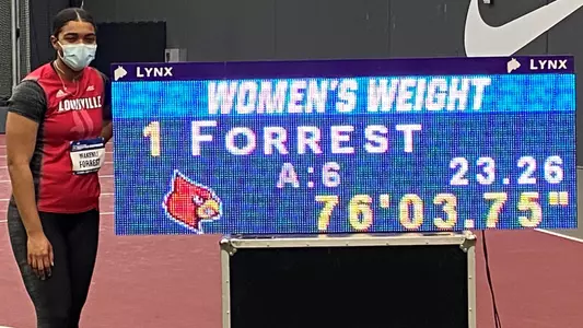 Makenli Forrest after winning the NCAA Weight Throw Title