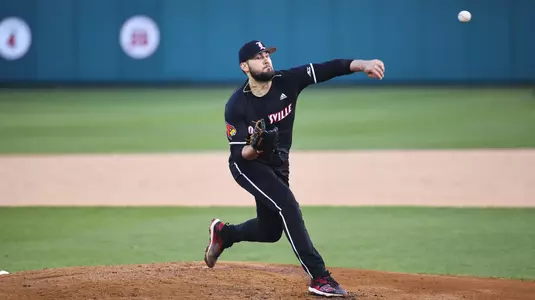 Michael Kirian pitching at NC State.
