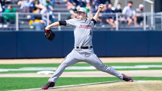 Luke Seed pitching at Notre Dame.