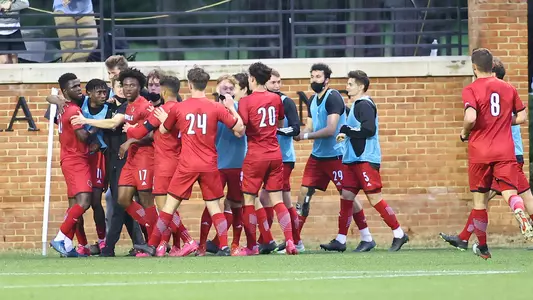 The Cardinals celebrate a goal at Wake Forest.