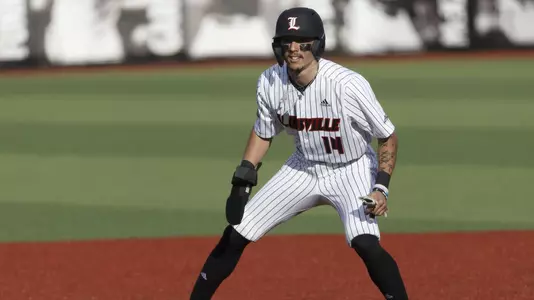 Trey Leonard on the bases against Murray State.
