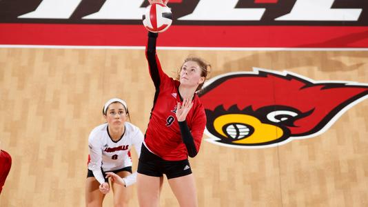 Claire Chaussee during the Cardinals match against Miami At L&N Federal Credit Union Arena on November 24.