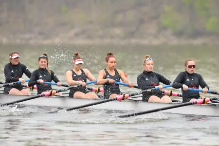 Varsity 8 boat in 2021 Big Ten Rowing Invitational