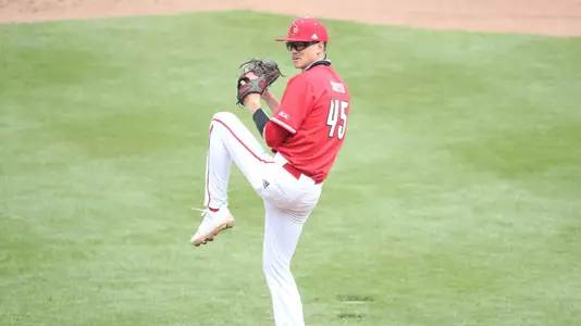 Luke Smith pitching at Virginia.