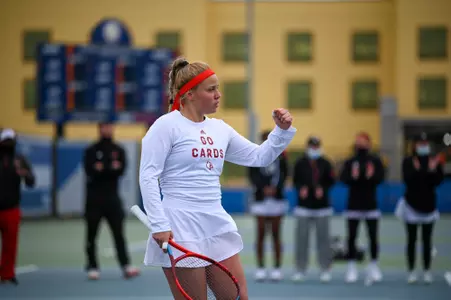 Andrea Di Palma fist pumps at the net