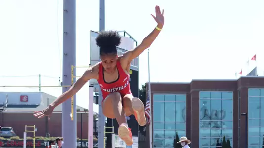 Alexis Gibbons in the long jump at the Louisville Invitational