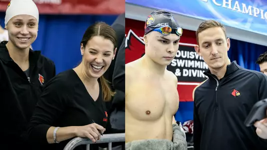 Lindauer and Juncker coaching their proteges Andrej Barna and Mallory Comerford