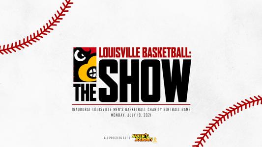 The Show graphic for men's basketball charity softball game on July 19