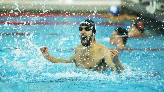 Haridid Sameh celebrates on the blocks