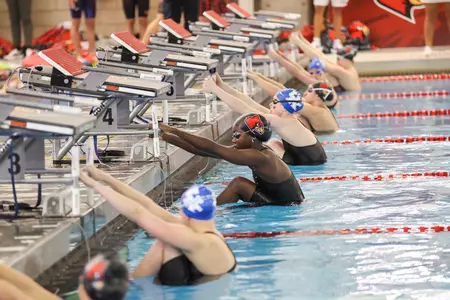 Start of the 200 backstroke