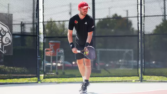 Fabien Salle prepares to serve the ball