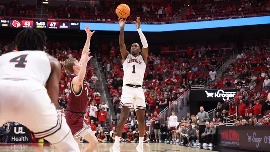 Mike James shoots against Bellarmine.