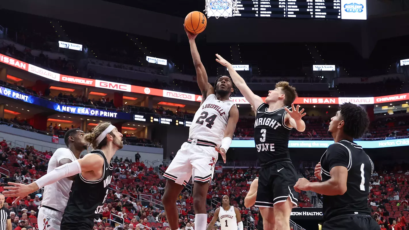 Jae'Lyn Withers attacks the basket against Wright State.