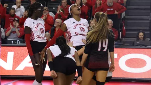 Aiko Jones Celebrates a block against Pitt